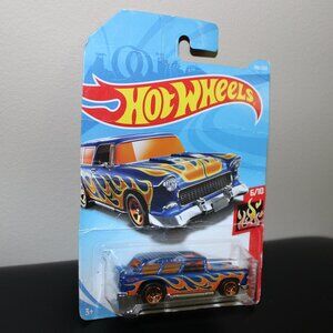 FREE*❤️Hot Wheels Classic '55 Chevy Nomad Wagon 146/365 HW Flames Series 6/10